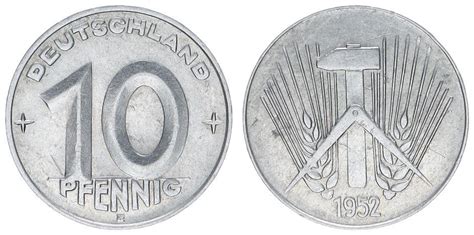 Deutschland DDR 10 Pfennig DDR 1952 E Seltenes Jahr AEF MA Shops