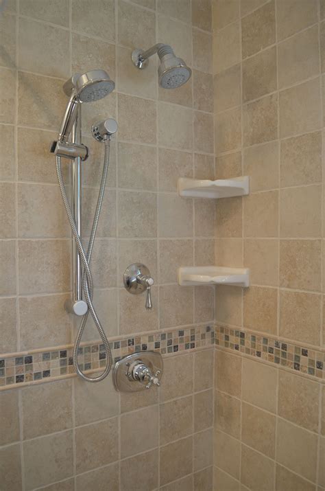 Shower Tile Little Corner Shelf And Accent Strip Modern Shower Tile
