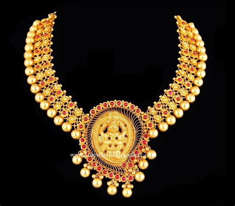 Temple Design Gold Necklace With Mango Shape Pendant Vintage Indian