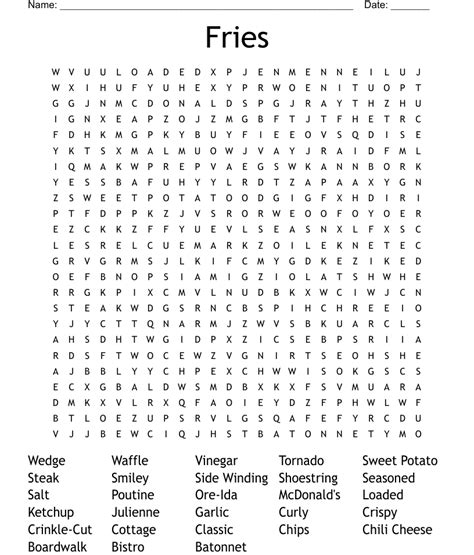 Fries Word Search Wordmint