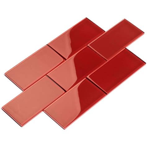 Red Glass Subway Tile Glossy 3 X 6 Glass Tile — Oasis Tile