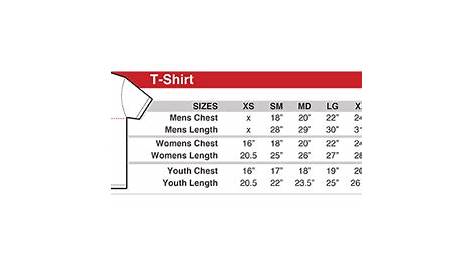 essentials t shirt size chart
