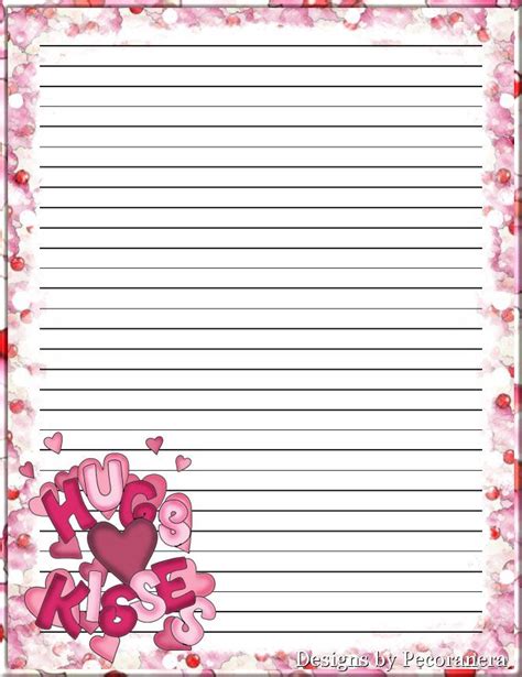 Valentine S Day Lined Paper With Hearts On It