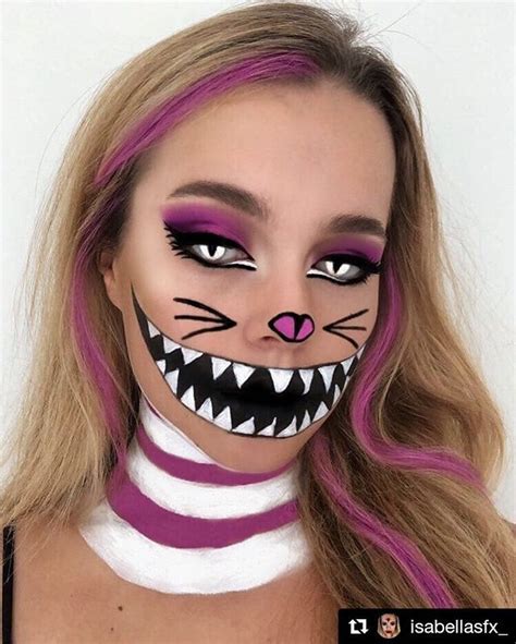 Cheshire Cat Halloween Makeup Body Painting Art Idea From Isabellasfx