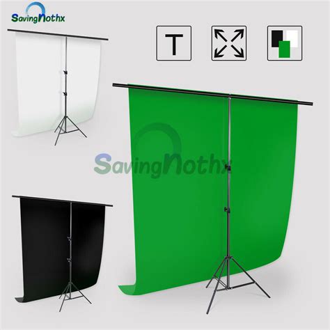2x3m Green Screen Photo Backdrop Stand Kit Studio Black White