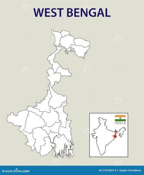 West Bengal Map Showing International And State Boundary And District