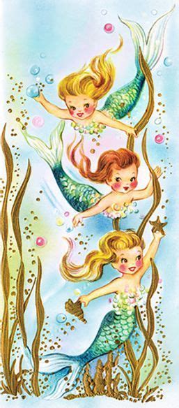 Vintage Mermaid Illustration Mermaid Kids Mermaid Illustration