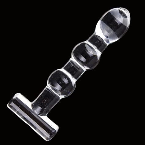 crystal glass beaded anal probe dildo butt plug beginner training easy grip t pearls g spot