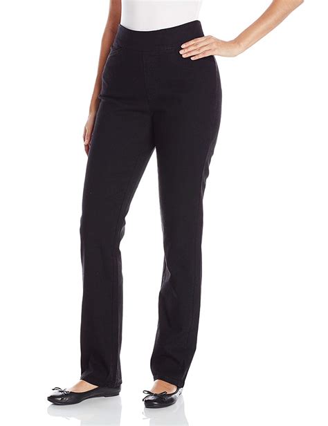 Chic Classic Collection Womens Easy Fit Elastic Waist Black Denim