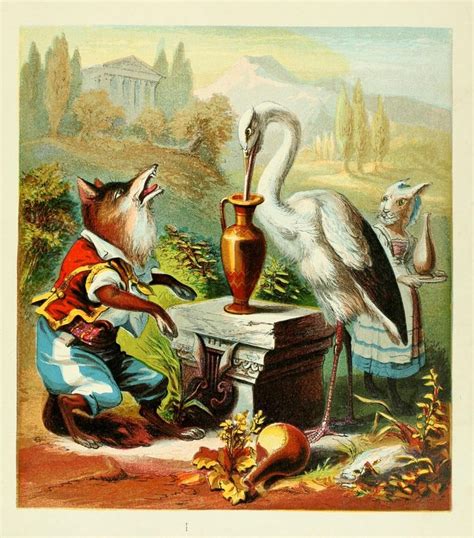 The Fox And The Stork Aesops Fables Mcloughlin Brothers Ca 1880