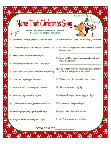 Christmas Carol Game Diy Christmas Song Game Christmas Music Etsy In