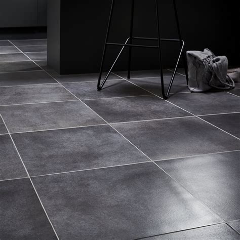 Konkrete Anthracite Matt Concrete effect Porcelain Floor tile, Pack of ...