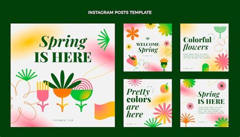 Free Vector Gradient Spring Instagram Posts Collection