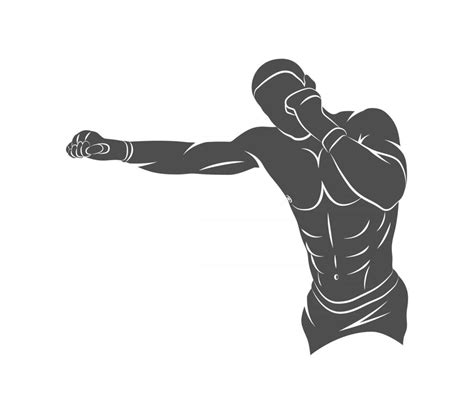 Silhouette Mixed Martial Arts Fighter On A White Background Vector