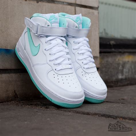 Womens Shoes Nike Air Force 1 Mid Gs White Artisan Teal