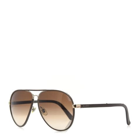 gucci calfskin aviator sunglasses 2887 s brown 719396 fashionphile