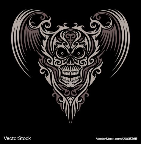 Ornate Winged Skull Royalty Free Vector Image Vectorstock