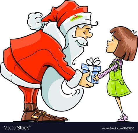 Santa Claus Give Gift To Girl Royalty Free Vector Image