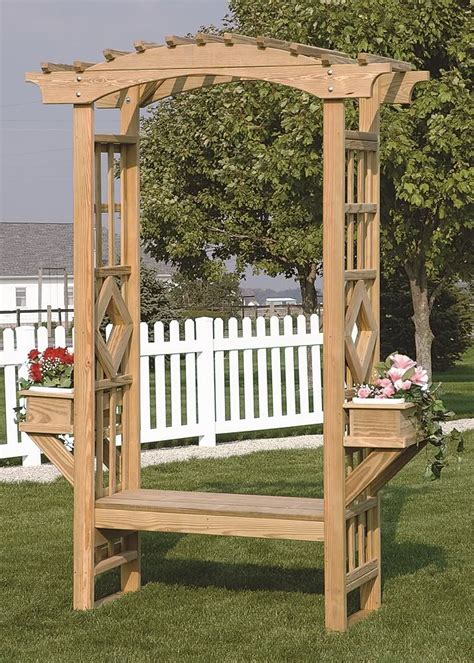 Outdoor Wooden Garden Arbor Trellis Arches Bench Amish Ebay