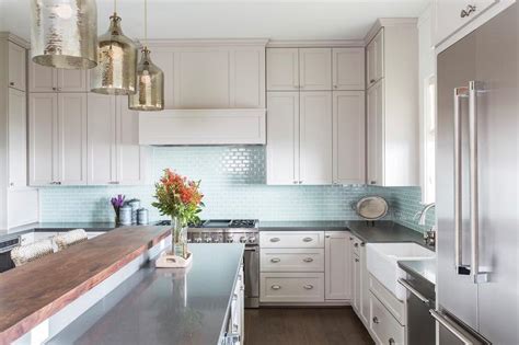 Grey Kitchen Cabinets With Glass Tile Backsplash Glass Designs