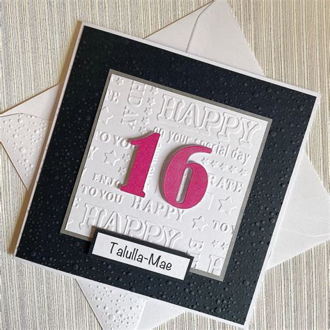 Personalised 16th Birthday Card Handmade Birthday Card For A Etsy