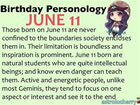 June 11 Birthday Personology Im A True Gemini Pinterest