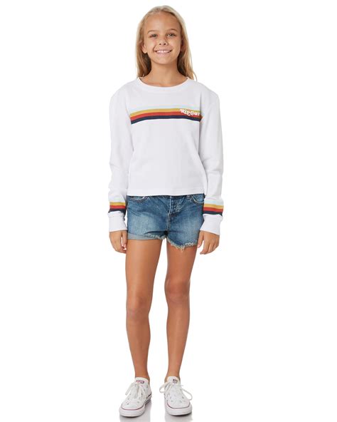 Rip Curl Girls Surf Stripe Ls Tee Teens White Surfstitch