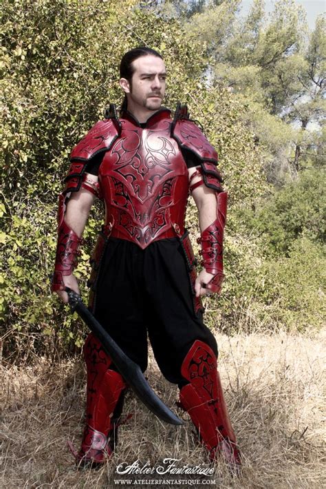 Leather Medieval Fantasy Red And Black Tribal Armor Larp Knight