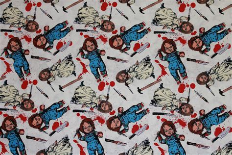 Chucky Fabric Chucky Halloween Fabric Sold By The Fat Quarter Etsy