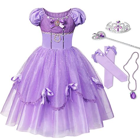 Yofeel Princess Sofia Dress For Girl Kids Cosplay Costume Puff Sleeve