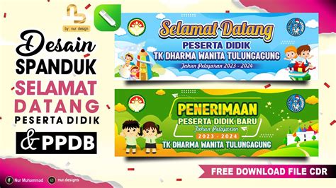 Desain Banner Selamat Datang Peserta Didik Baru Spanduk PPDB Sekolah Free CDR Nurdesigns