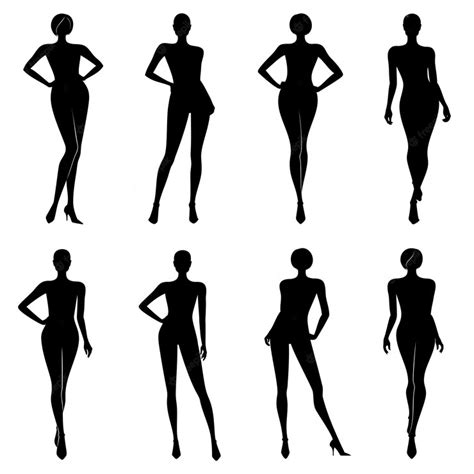 Premium Vector Vector Set Of Female Body Silhouettes In Various Poses
