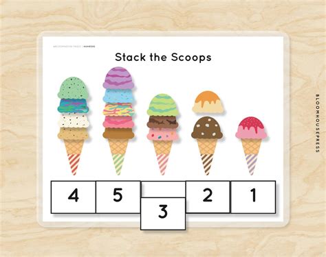 Ice Cream Scoops Counting Numbers 1 5 Stacking Learning To Etsy