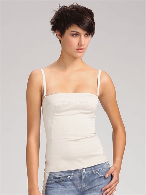 Dolce And Gabbana Stretch Cotton Sateen Bustier Top In Natural Lyst