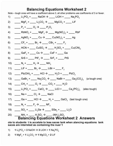 The reactant side and the product side. 49 Balancing Equations Practice Worksheet Answers in 2020 ...