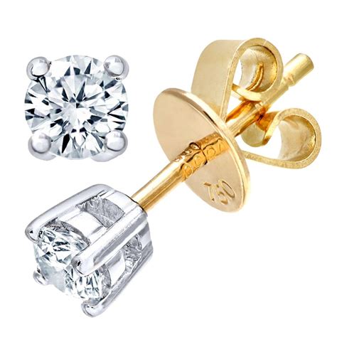 18CT YELLOW GOLD 0 25CT DIAMOND SOLITAIRE EARRINGS