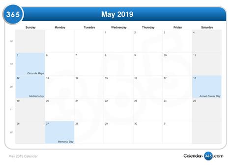 May 2019 Calendar