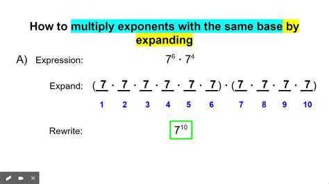Multiply Exponents With Same Base By Expanding Youtube