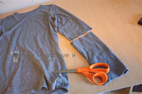 I have 2 magic words for you… gift cards! Re-purposing: Women's Long Sleeved Shirt into Short ...