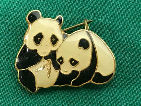 Vintage Panda Bear Enamel Pin Pandas Bears Metal Pinback Jewelry Super
