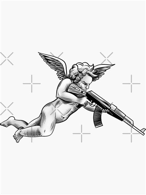 Angel With Gun Sticker For Sale By Nikolaysparkov Redbubble