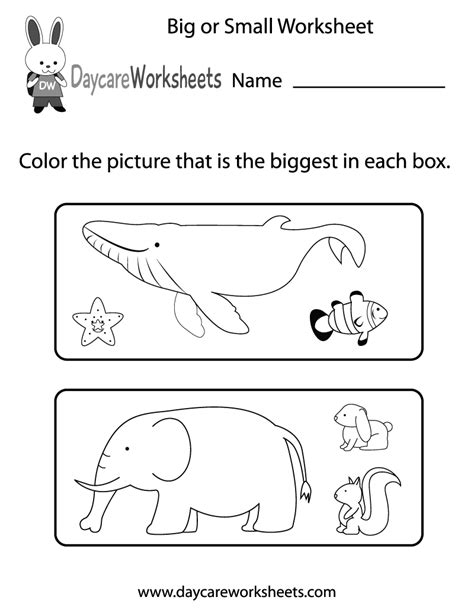 Free Printable Big Or Small Worksheet For Preschool