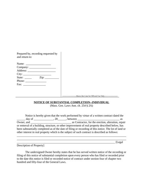 Substantial Completion Form Fill Out And Sign Printable Pdf Template