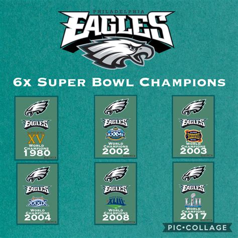 6x Philadelphia Eagles Super Bowl Champions Banner By