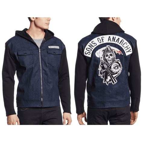 Sons Of Anarchy Denim Jacket With Hood Soa Highway Reaper Costume Lined