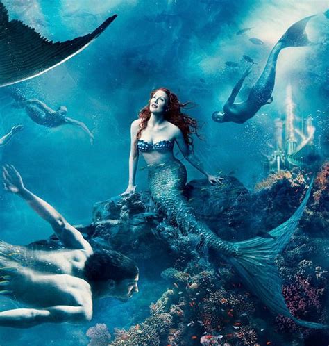 Julienne Moore And Michael Phelps As Ariel And A Mermaid From The