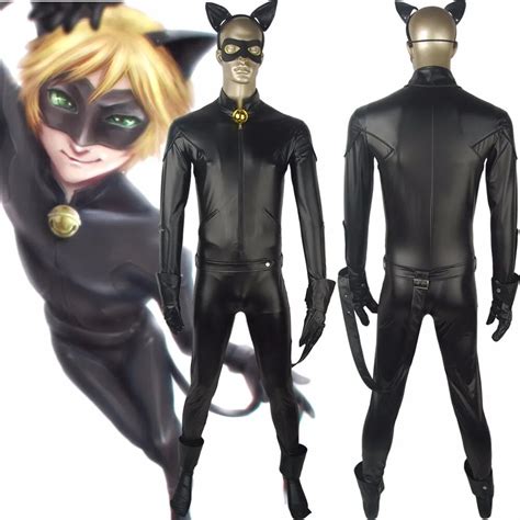 Gato Noir Adrien Agreste Gato Noir Mono Catsuit Conjunto Completo Disfraz De Cosplay De