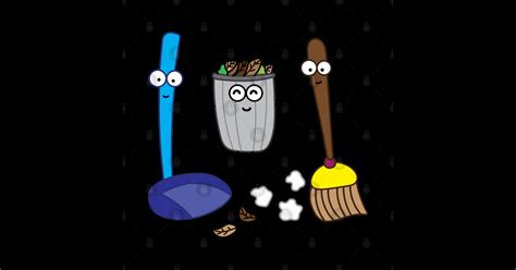 Cute Broom Dustpan And Trash Bin Trash Bin Sticker Teepublic