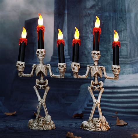 1pc halloween ghost hand skeleton led candle stick flameless candle table lamp bat pumpkin lamp