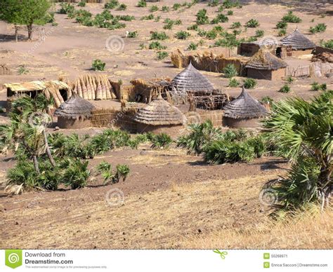 Traditional Village In The Nuba Mountains Africa Stock